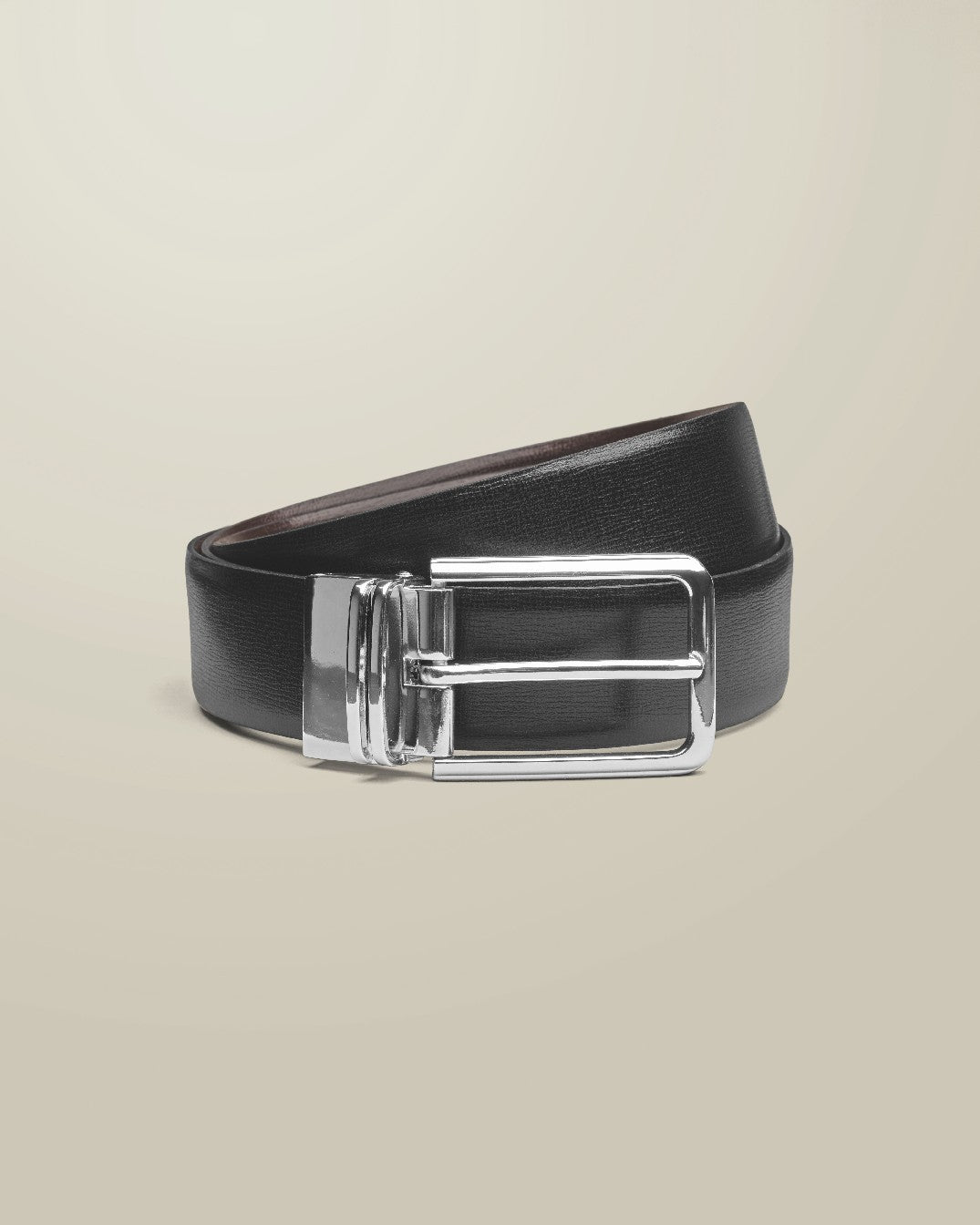 Black And Dark Chocolate Made In England Reversible Formal Belt
