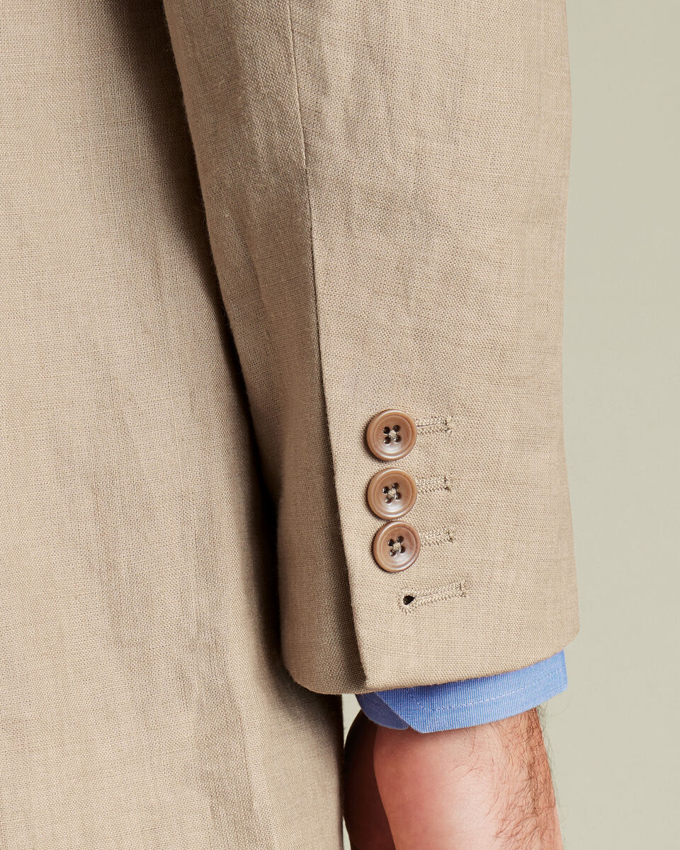 Taupe Linen Slim Fit Jacket