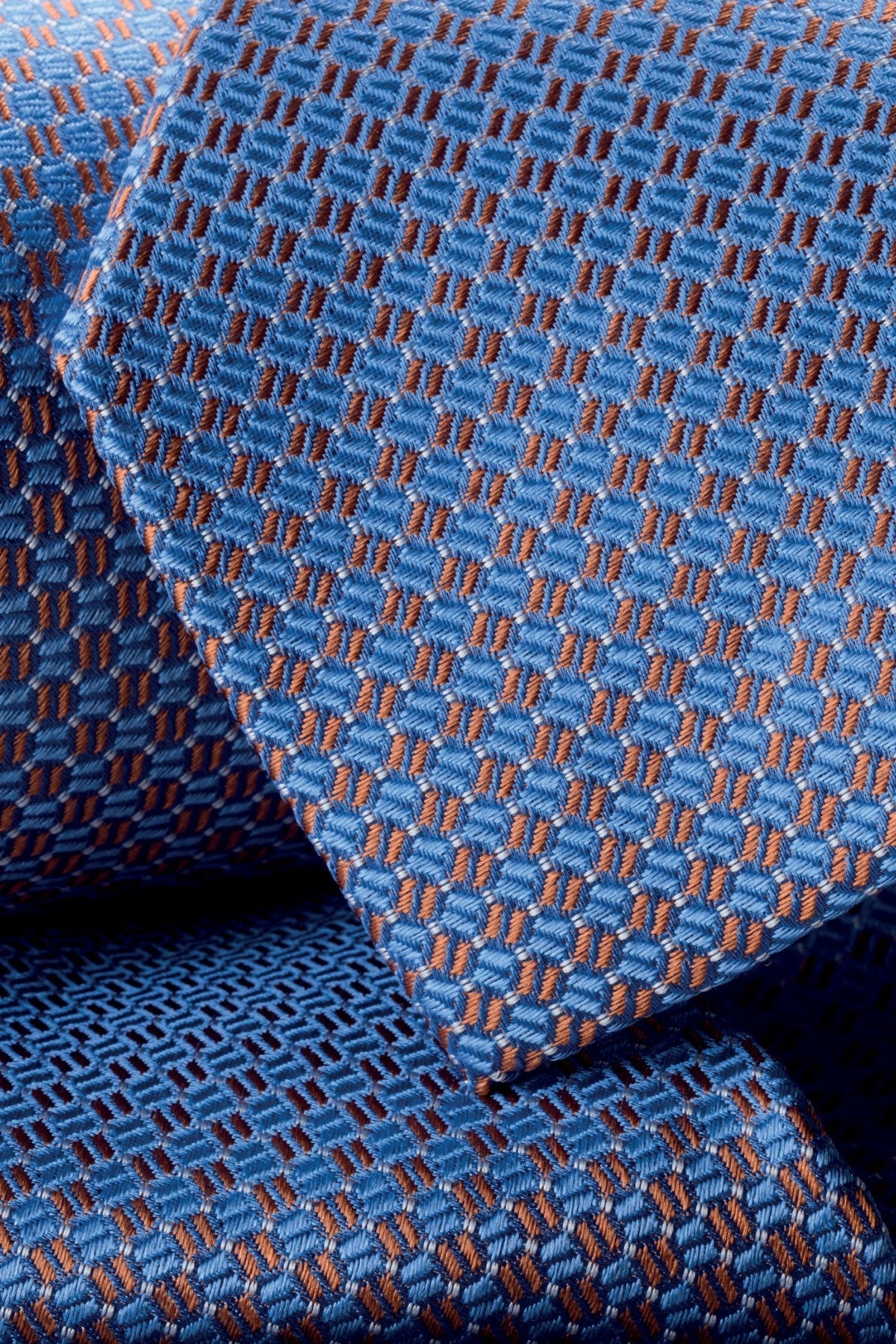 Cornflower Blue And Orange Silk Semi Plain Tie