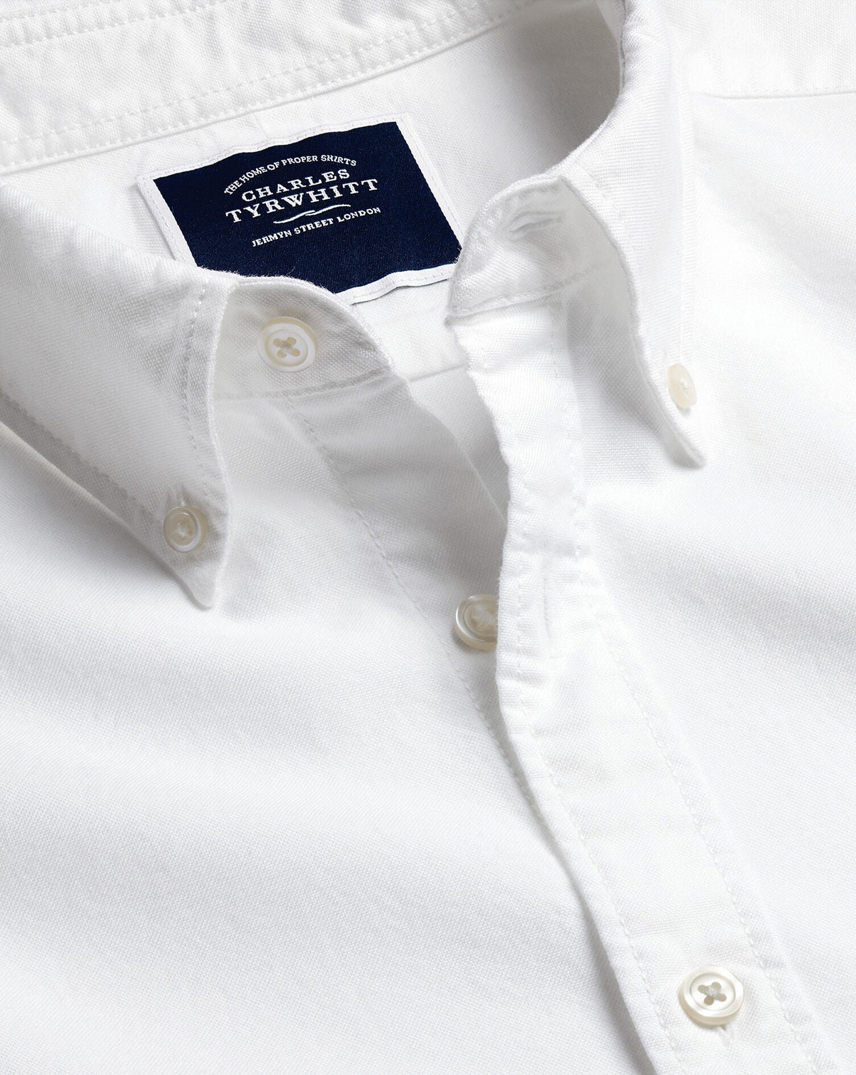 White Plain Slim Fit Button-Down Washed Oxford Shirt