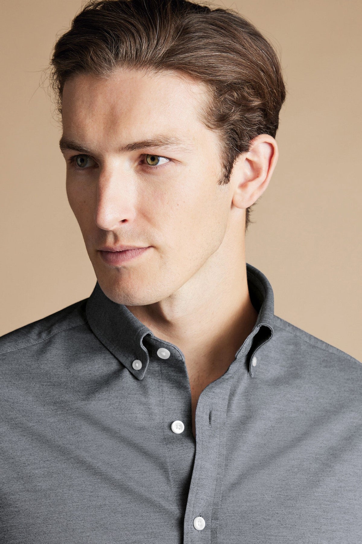 Flint Grey Four-Way Stretch Button Down Jersey Shirt