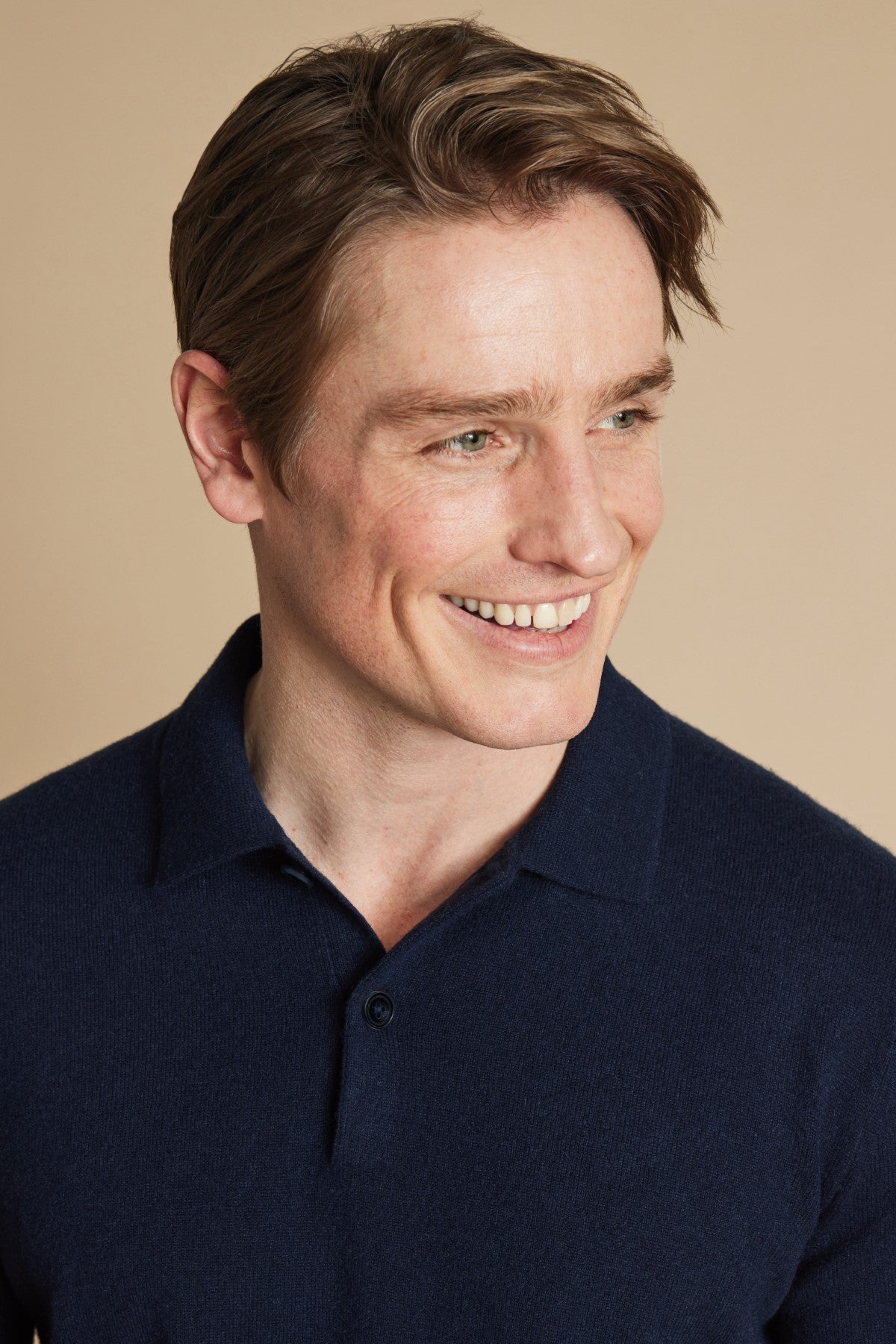 Navy Blue Pure Cashmere Polo Neck Jumper