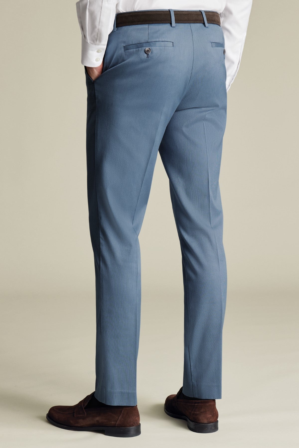 Airforce Blue Classic Fit Smart Texture Trousers