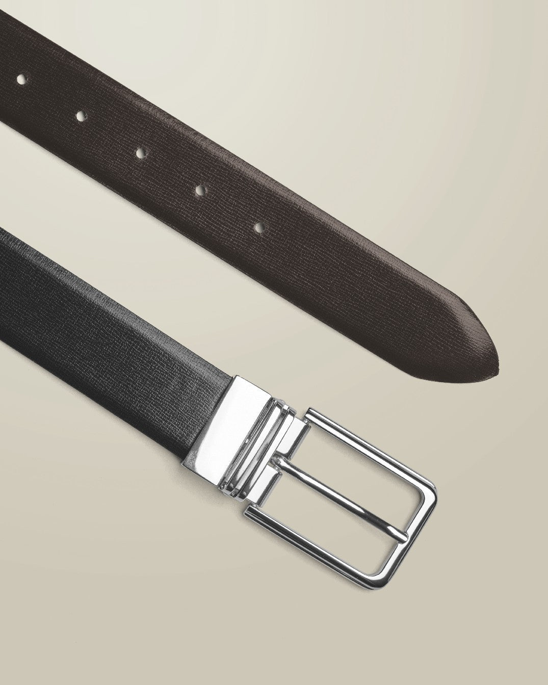 Black And Dark Chocolate Made In England Reversible Formal Belt
