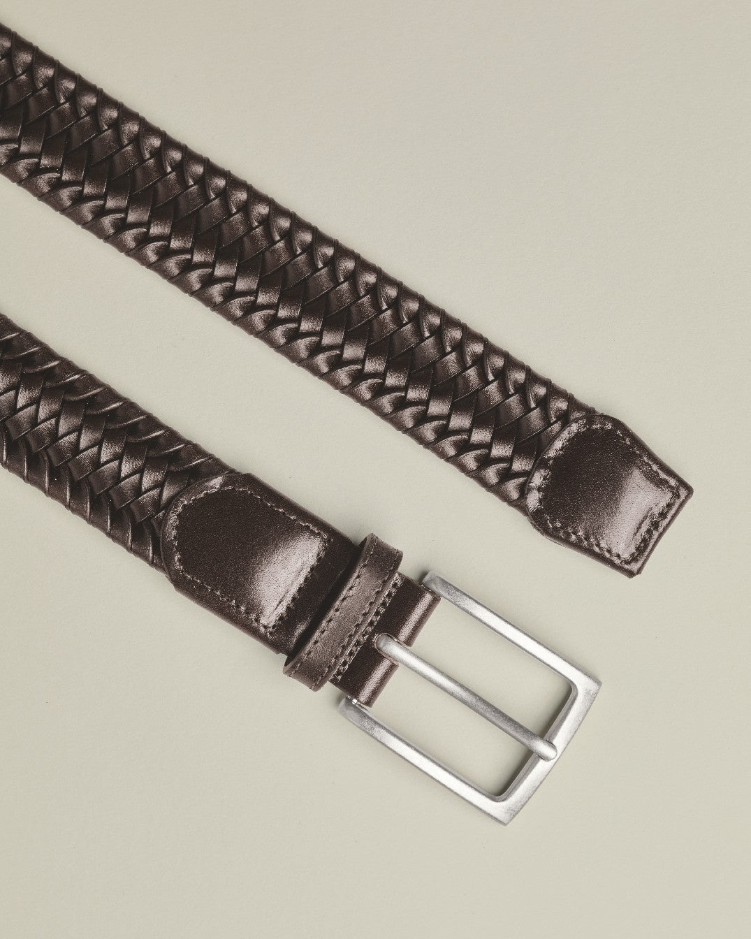 Dark Chocolate Made In England Leather Stretch Belt