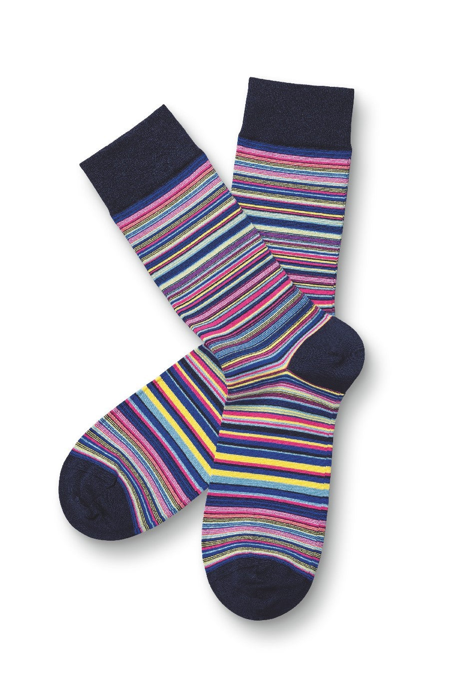 Bright Pink And Cobalt Blue Multi Stripe Socks