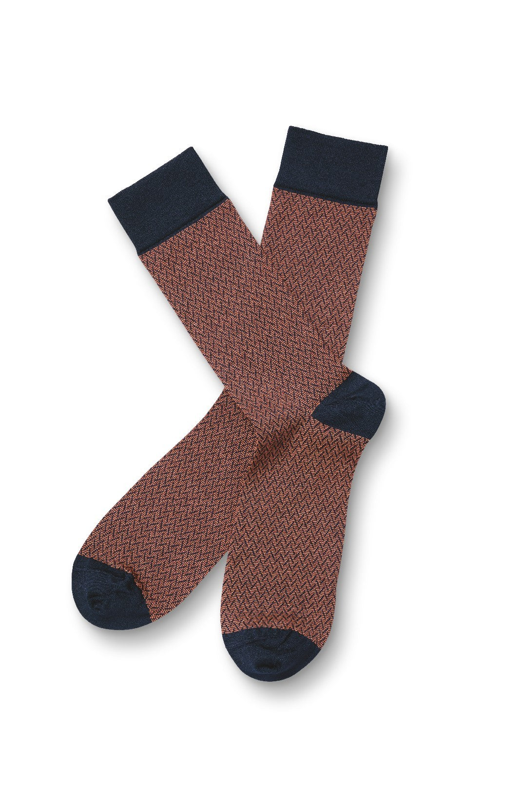 Orange And Navy Herringbone Socks