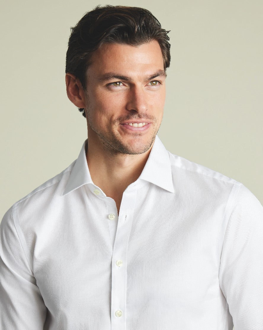 White Egyptian Cotton Stripe Slim Fit Shirt