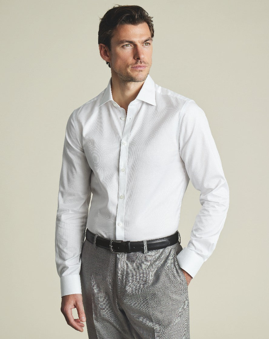 White Egyptian Cotton Stripe Slim Fit Shirt