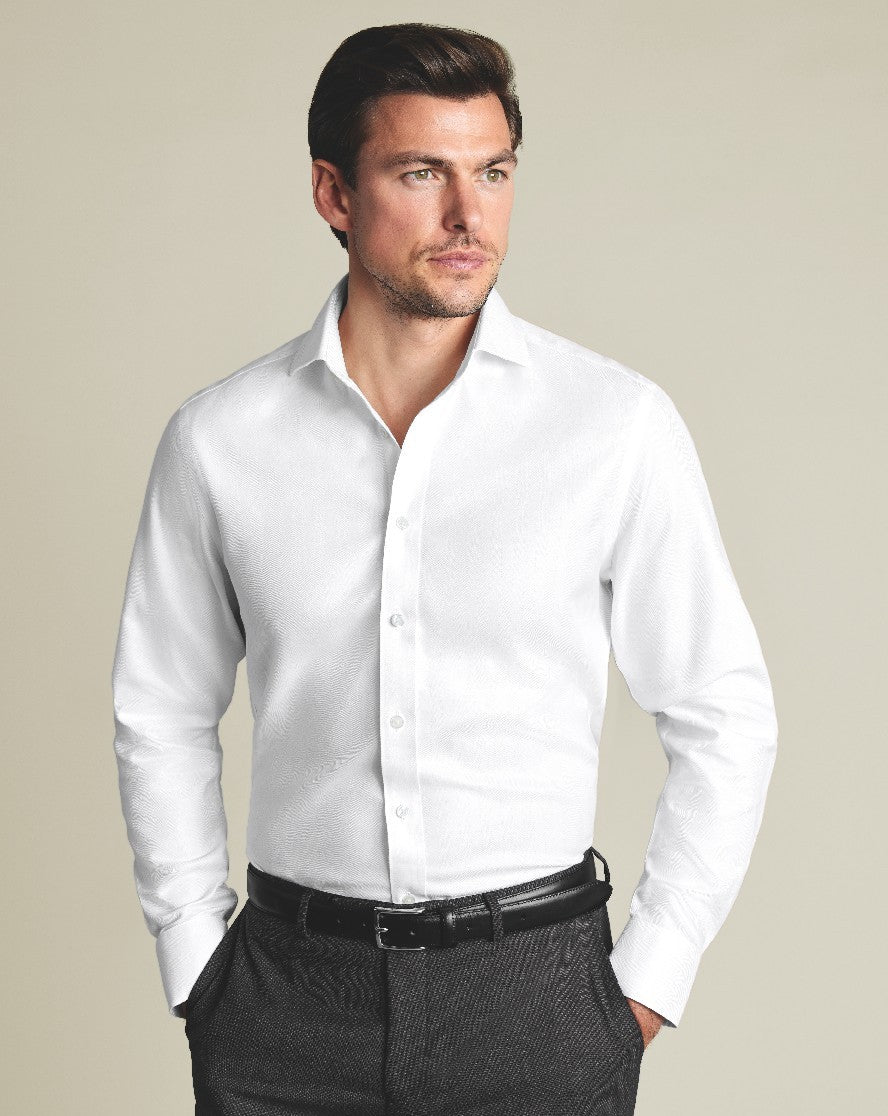 White Non-Iron Herringbone Classic Fit Shirt