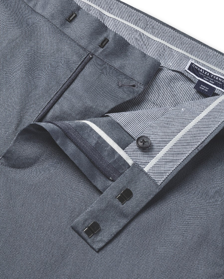 Steel Blue Slim Fit Smart Texture Trousers