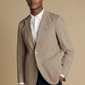 Taupe Cotton Stretch Slim Fit Jacket
