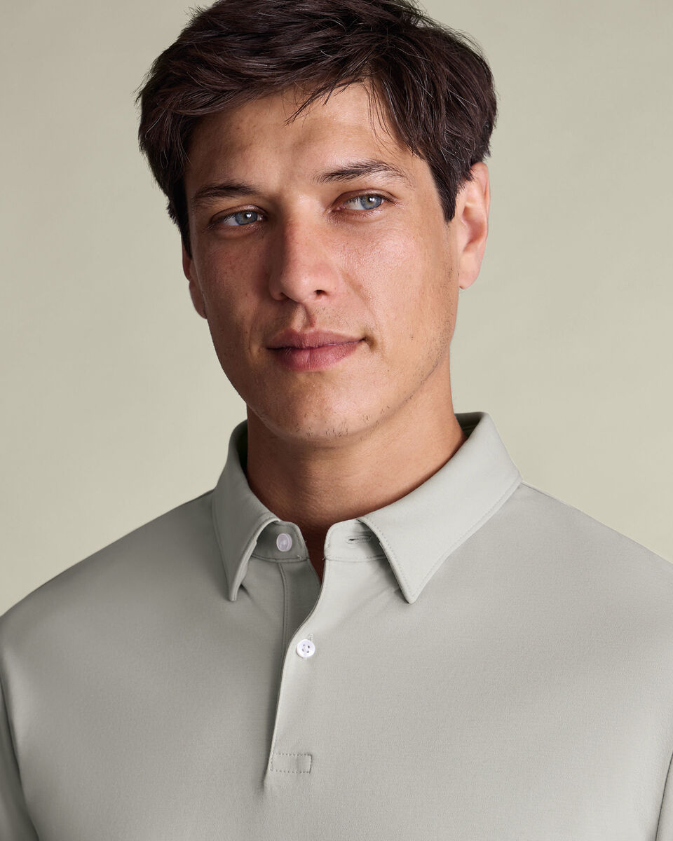 Silver Grey Long Sleeve Jersey Polo