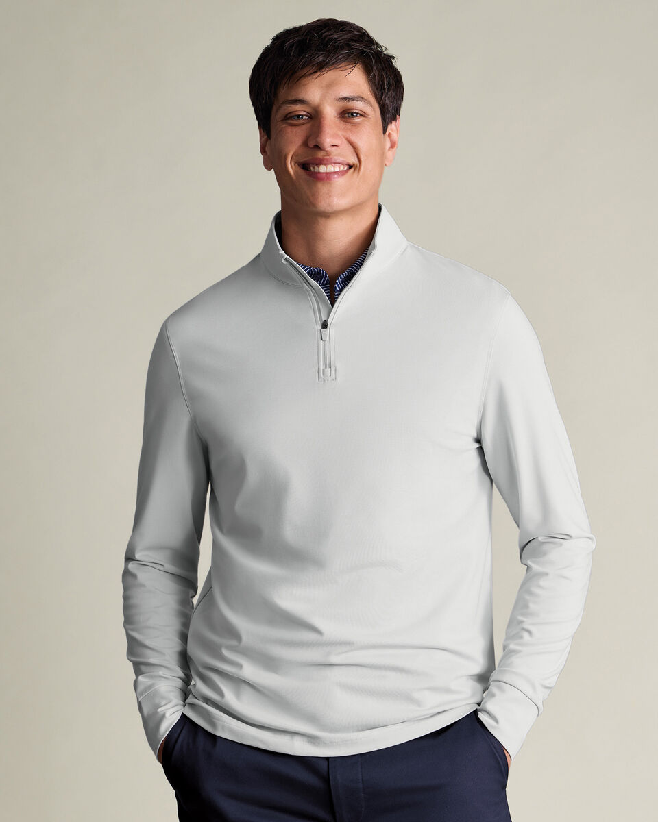 Silver Grey Performance Zip Neck