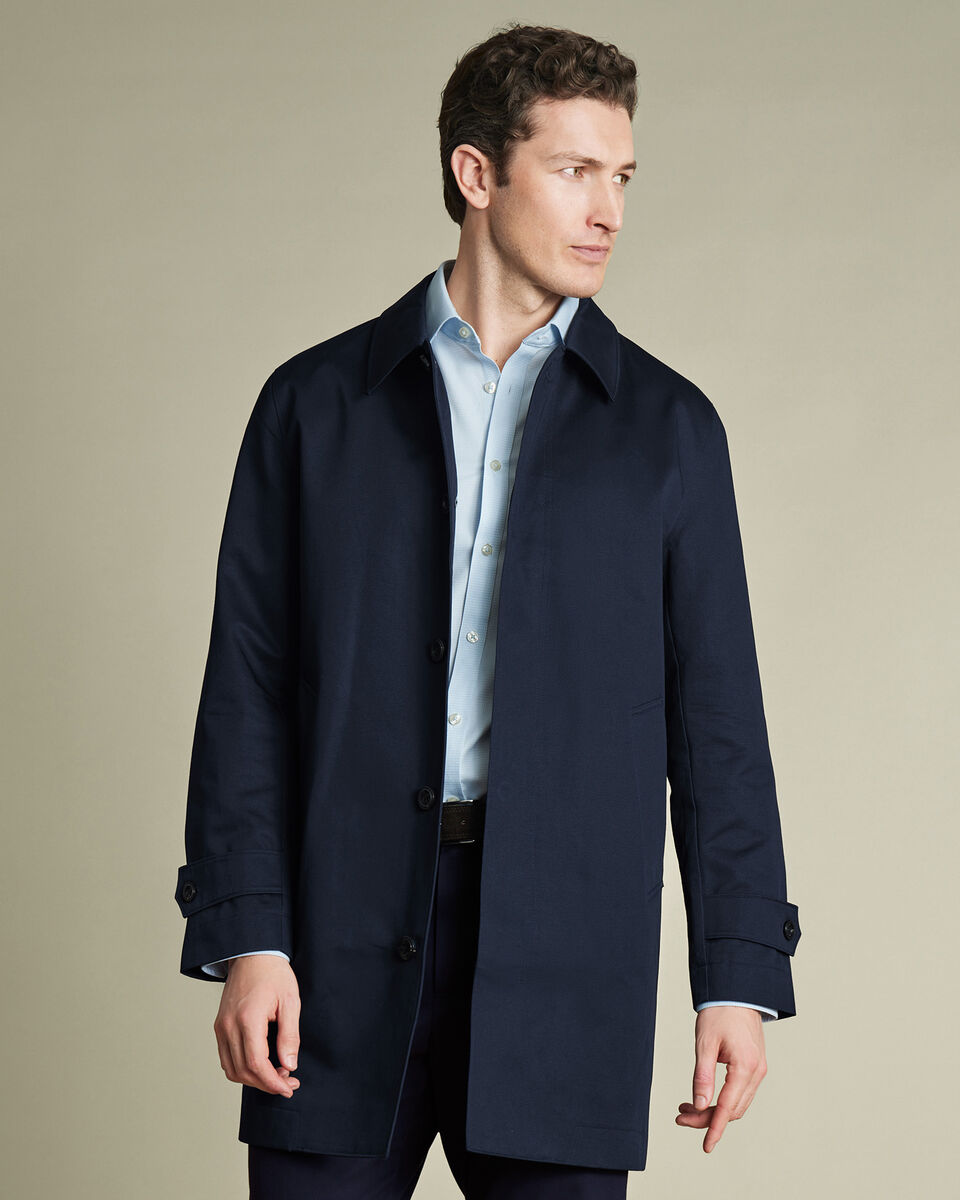 French Navy Showerproof Cotton Raincoat