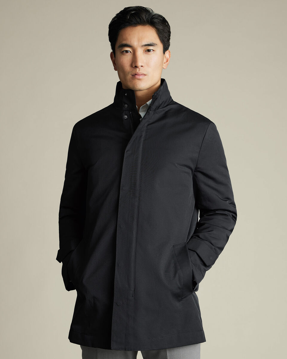 Black 3 In 1 Rain Mac With Detachable Gilet