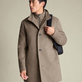 Oatmeal Pure Wool Funnel Neck Overcoat