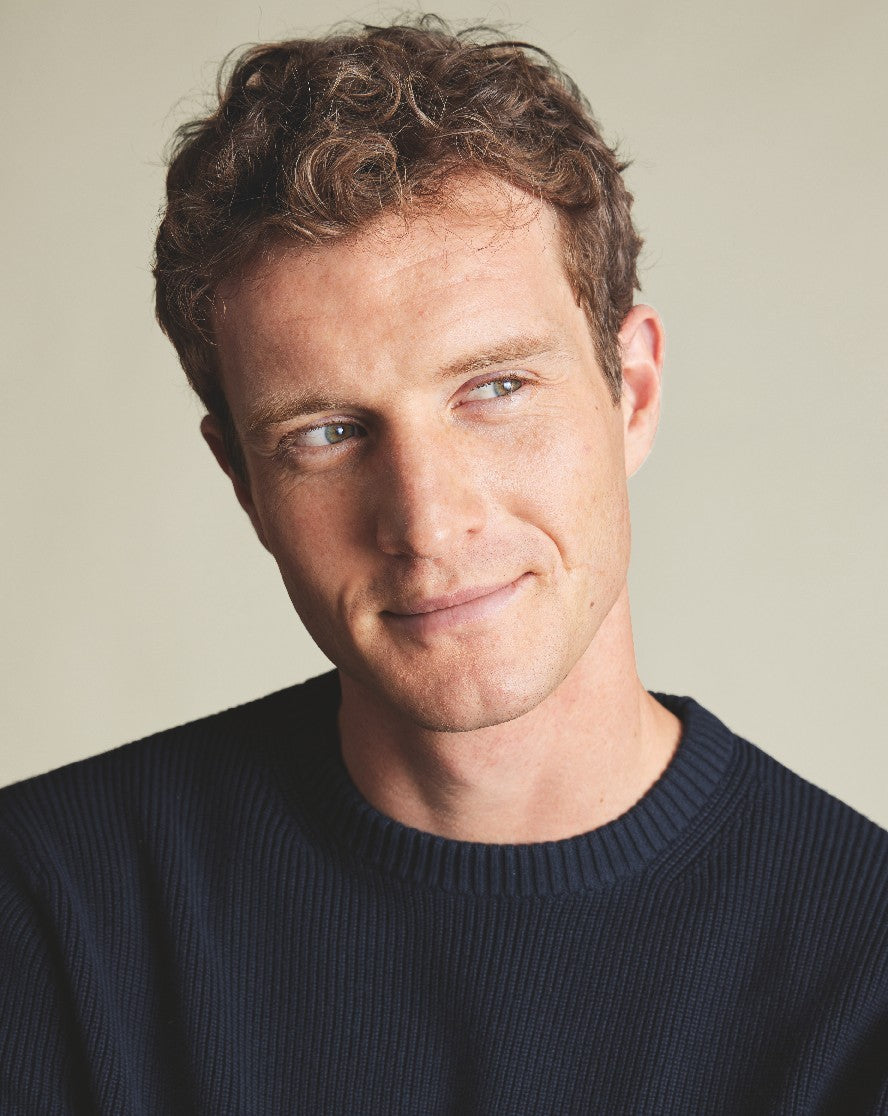 Navy Blue Cotton Rib Crew Neck Jumper