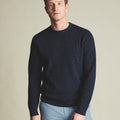 Navy Blue Cotton Rib Crew Neck Jumper