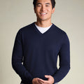 Navy Blue Pure Merino V Neck Jumper