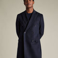 Navy Pure Wool Double Breasted Overcoat