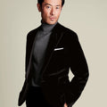 Black Italian Velvet Slim Fit Jacket