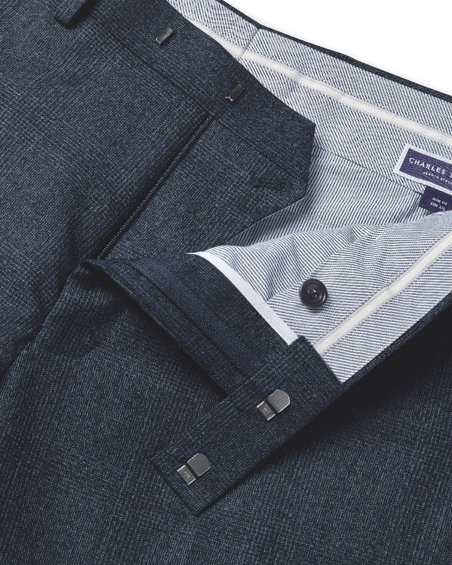 Steel Blue Check Slim Fit Ultimate Performance Suit Trouser