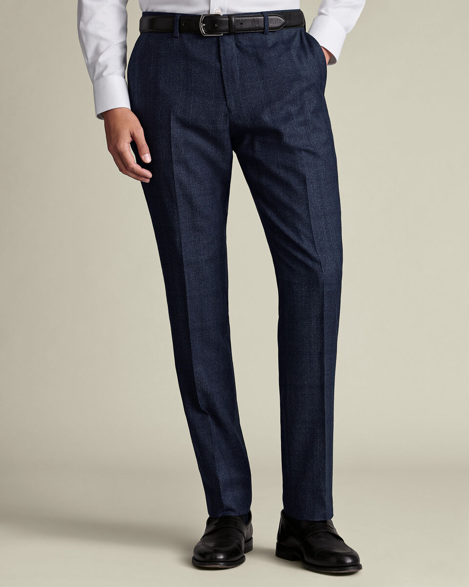 Steel Blue Check Slim Fit Ultimate Performance Suit Trouser