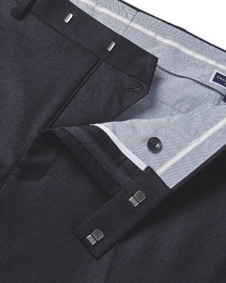 Navy Slim Fit Italian Flannel Suit Trousers