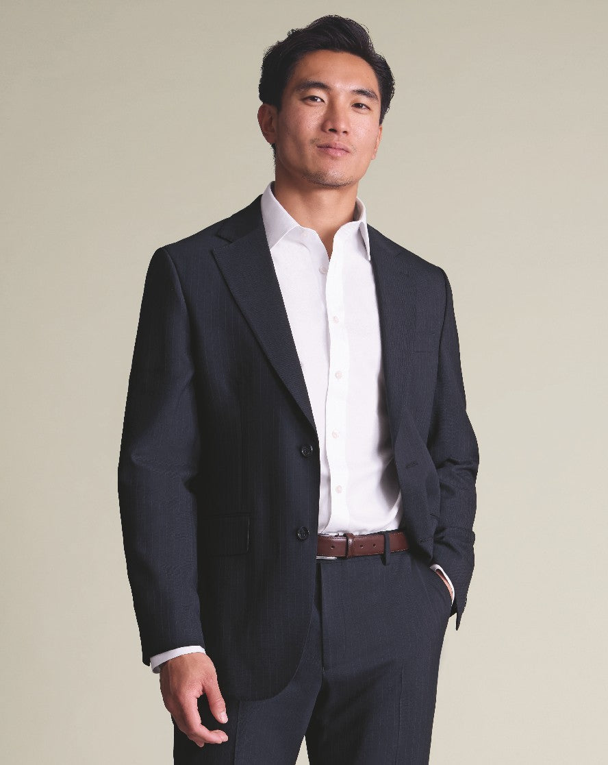 French Navy Seasonal Design Stripe Slim Fit Jacket