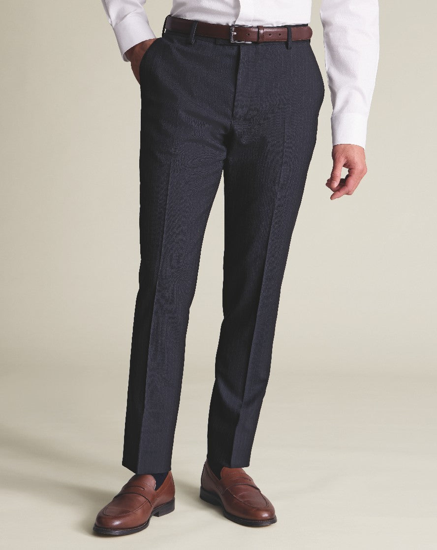 French Navy Seasonal Design Stripe Slim Fit Trousers