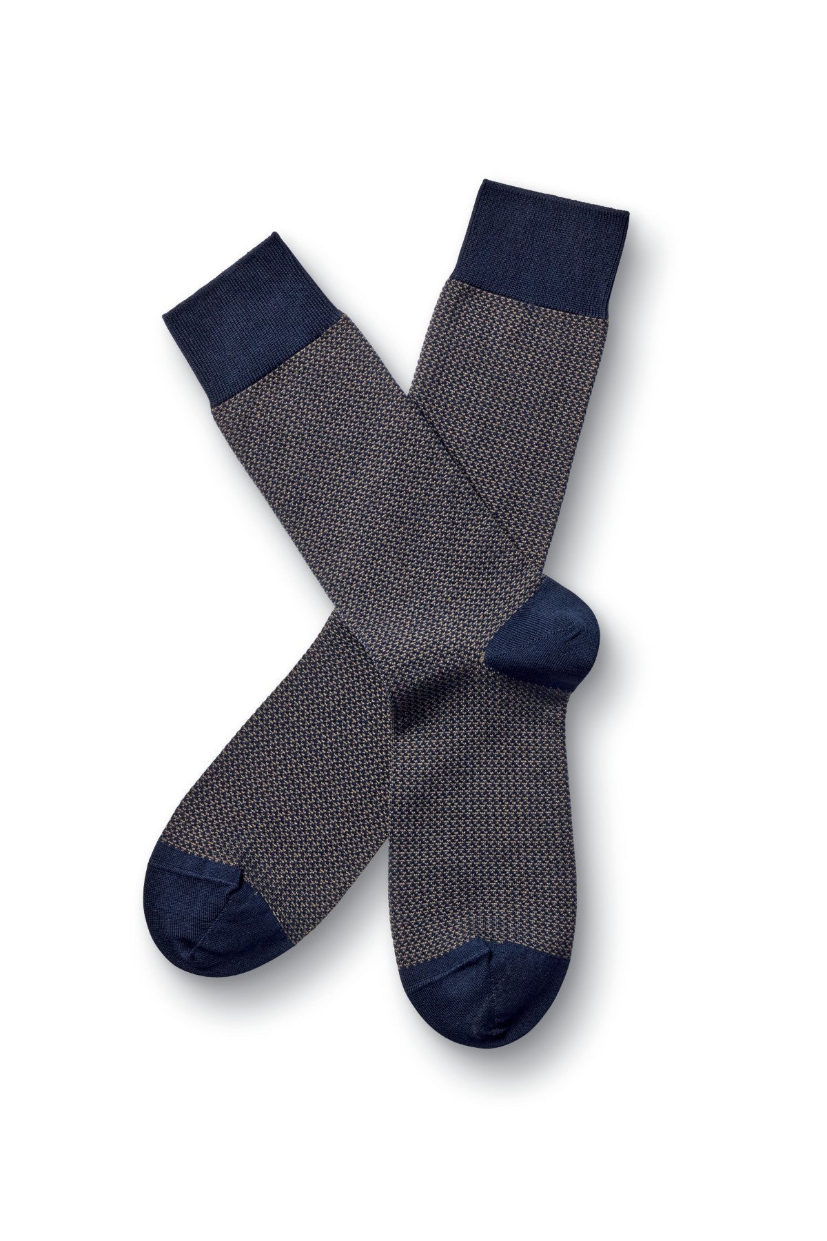 Navy And Tan Puppytooth Socks