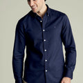 Ink Blue Button-Down Stretch Washed Oxford Slim Fit Shirt