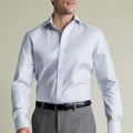 Silver Grey Non-Iron Stretch Greenwich Weave Cutaway Slim Fit Shirt