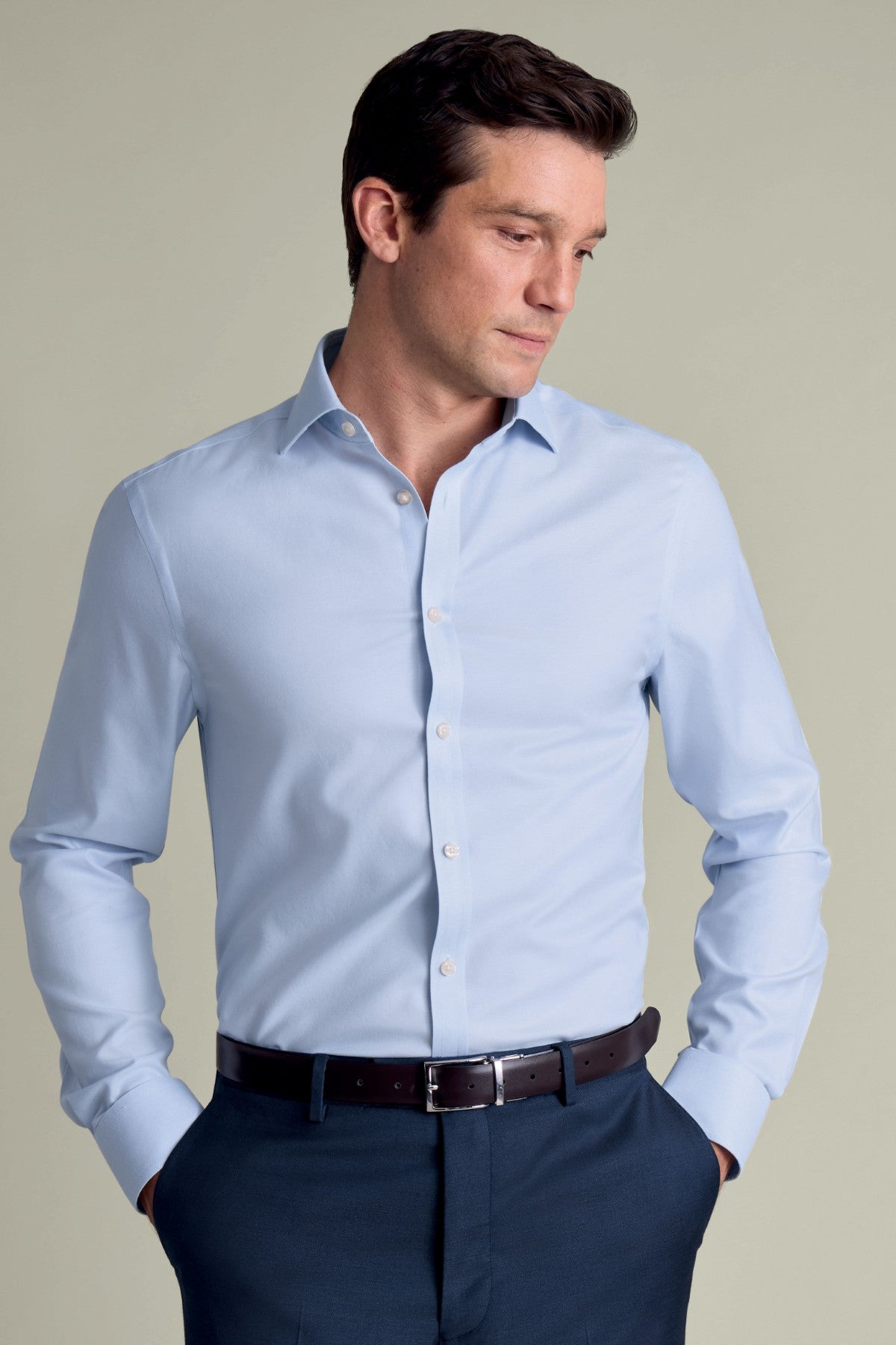 Light Blue Non-Iron Twill Cutaway Slim Fit Shirt