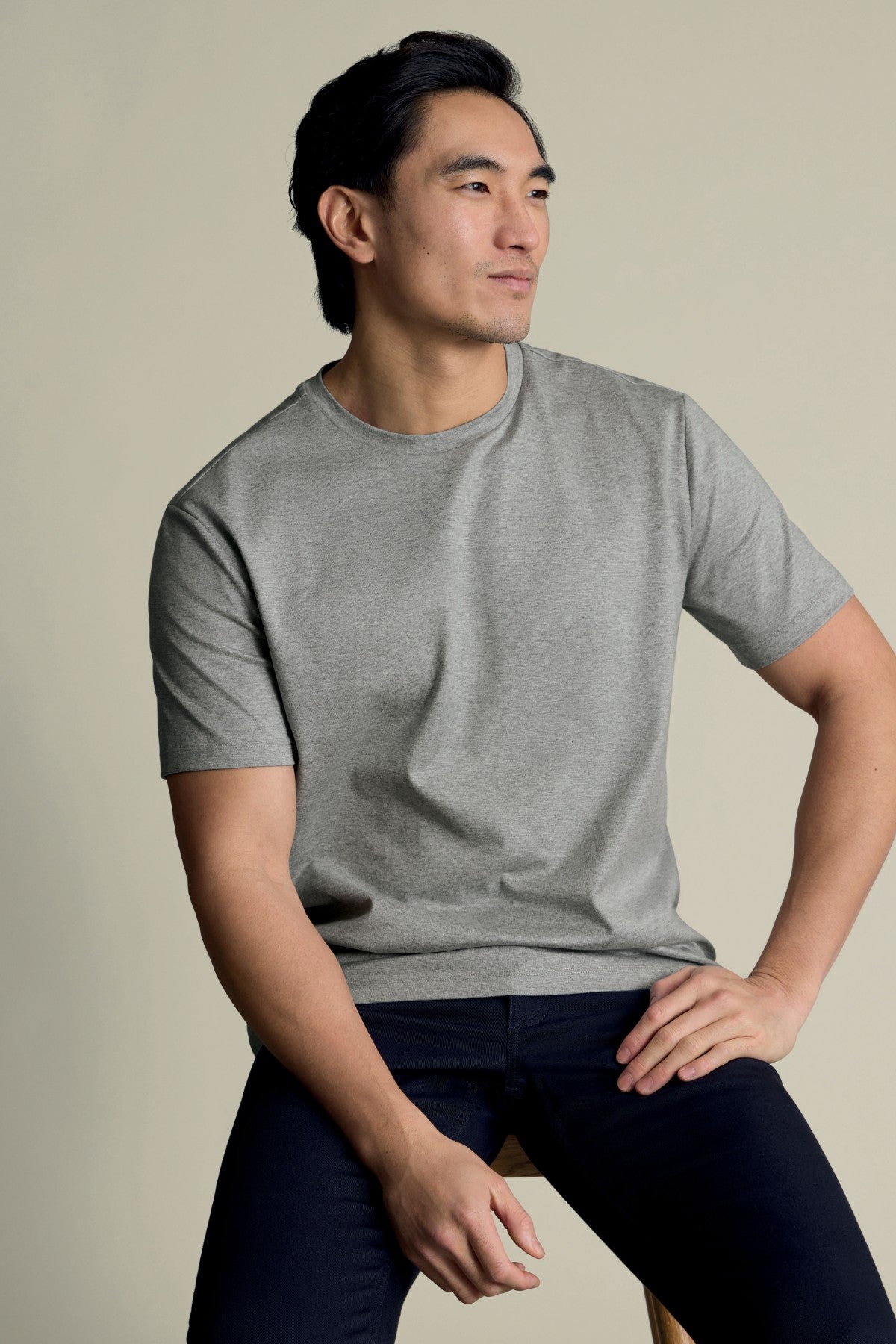 Light Grey Marl Cotton Short Sleeve Tshirt