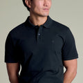 Black Solid Short Sleeve Cotton Stretch Pique Polo