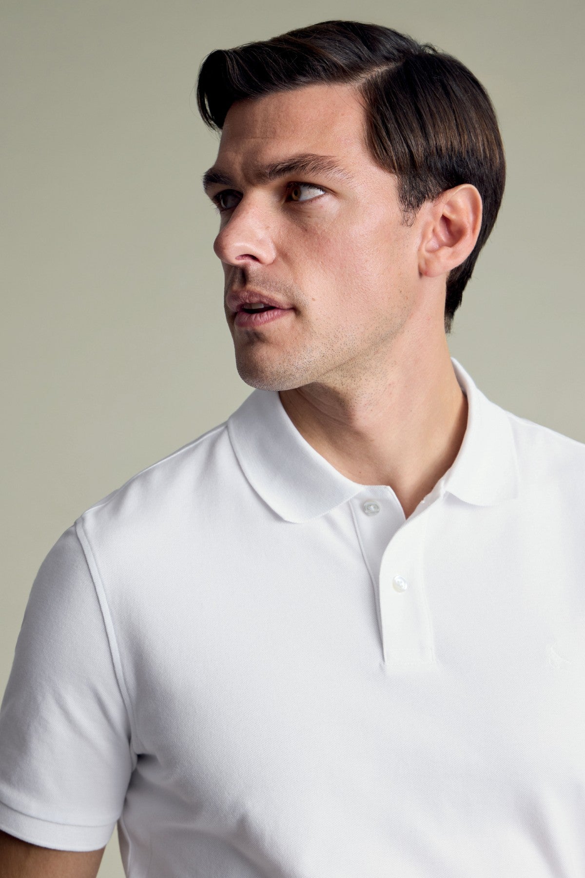 White Solid Short Sleeve Cotton Stretch Pique Polo