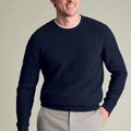 Navy Cable Merino Crew Neck Jumper