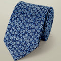 Navy And Ice Blue Silk Floral Tie