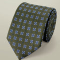 Moss Green And Blue Linen Silk Geo Tie