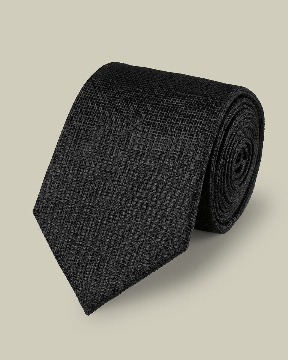 Black Textured Silk Tie