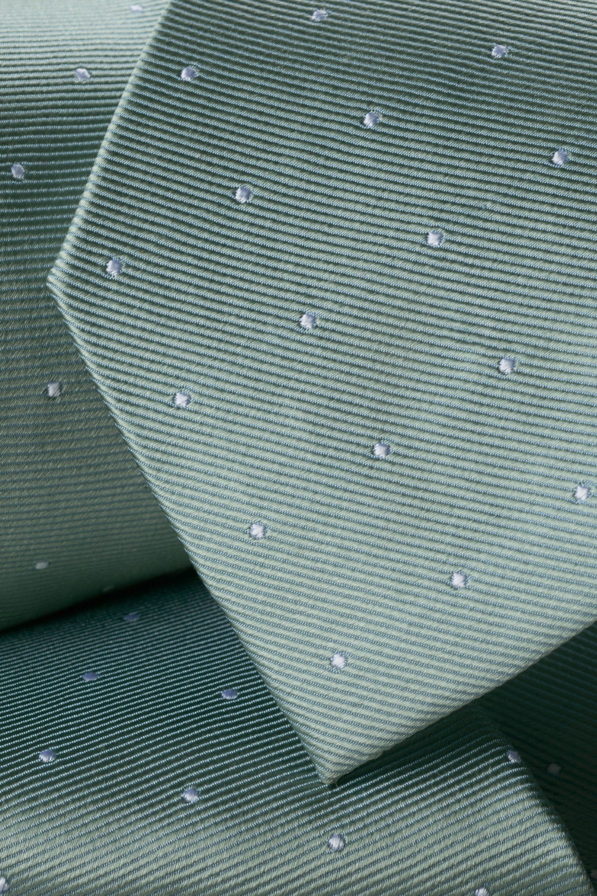 Pale Teal Green Spot Silk Tie