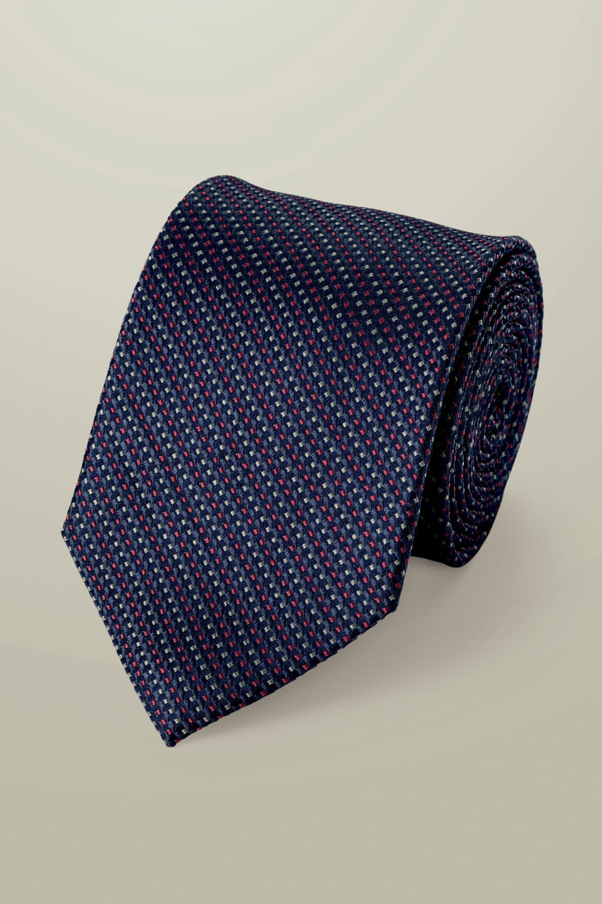Indigo Blue And Dark Pink Silk Semi Plain Tie