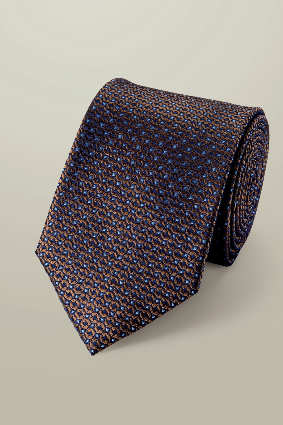 Rust And Light Blue Silk Semi Plain Tie