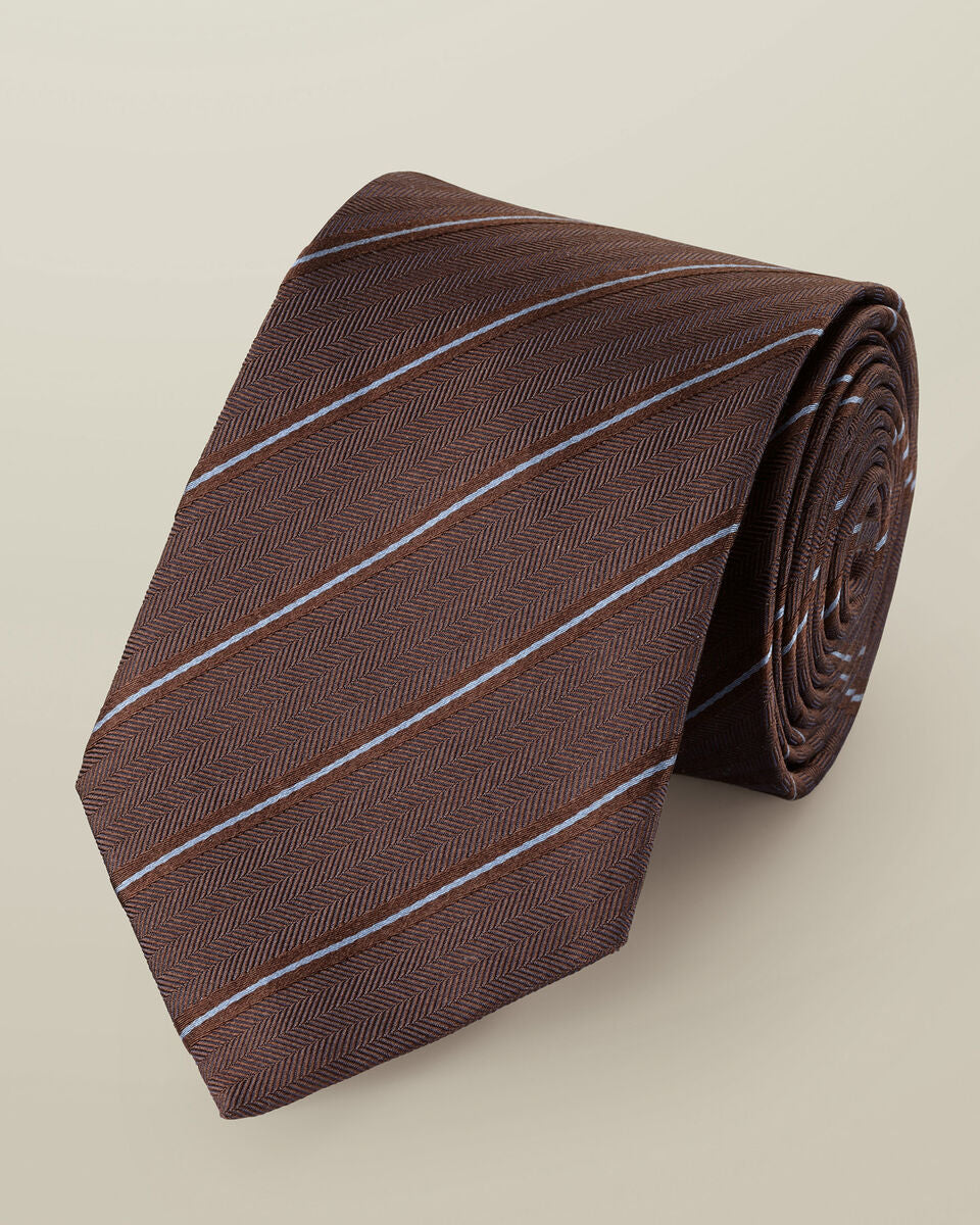 Chocolate Brown Silk Stripe Tie