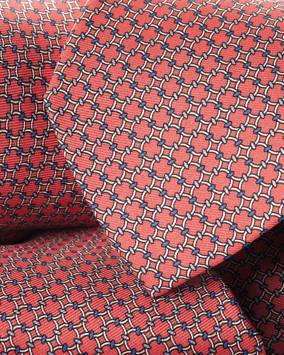 Coral Pink Silk Printed Tie