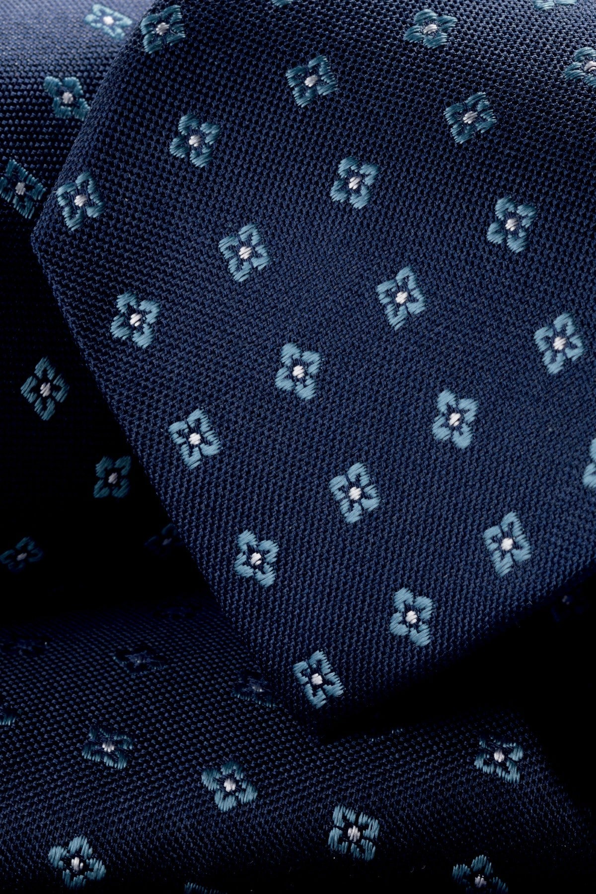 Navy Geo Silk Patterned Tie