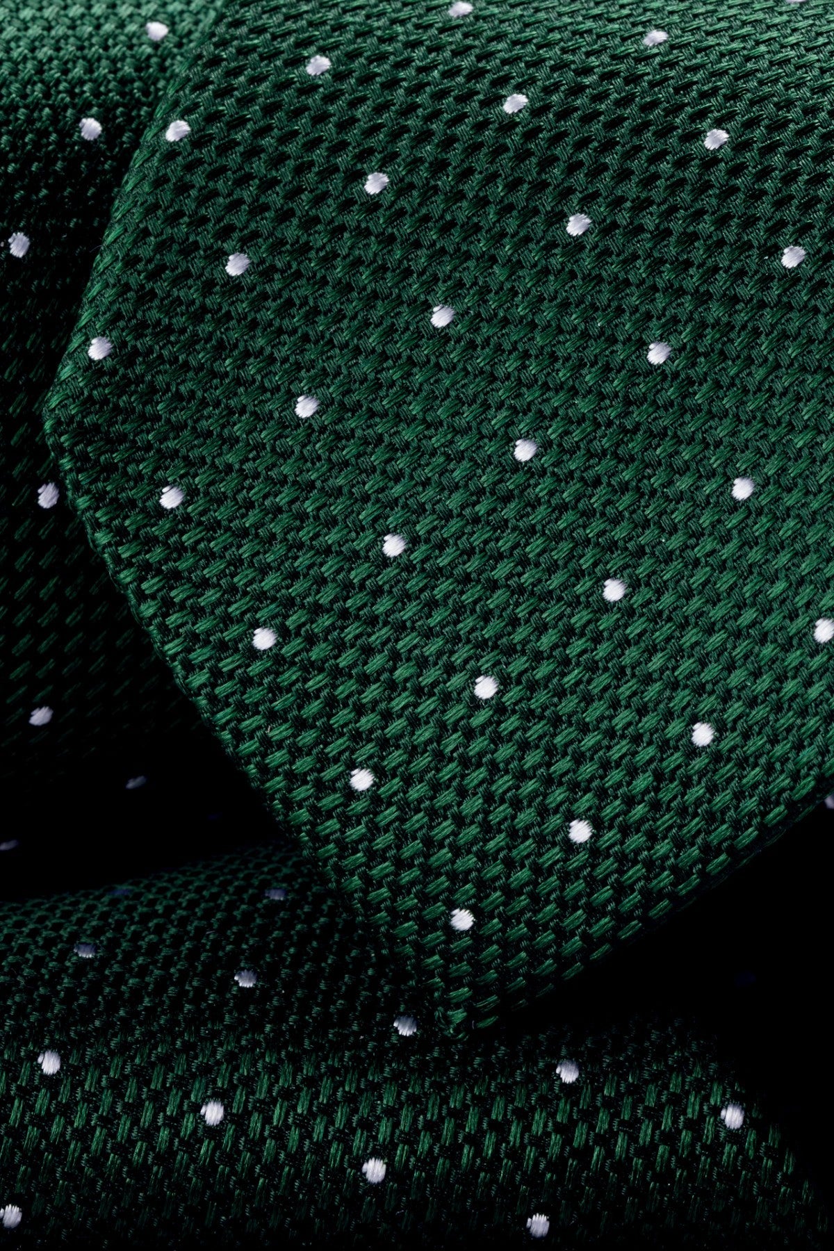 Dark Green And Silver Grey Spot Silk Slim Tie
