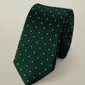 Dark Green And Silver Grey Spot Silk Slim Tie